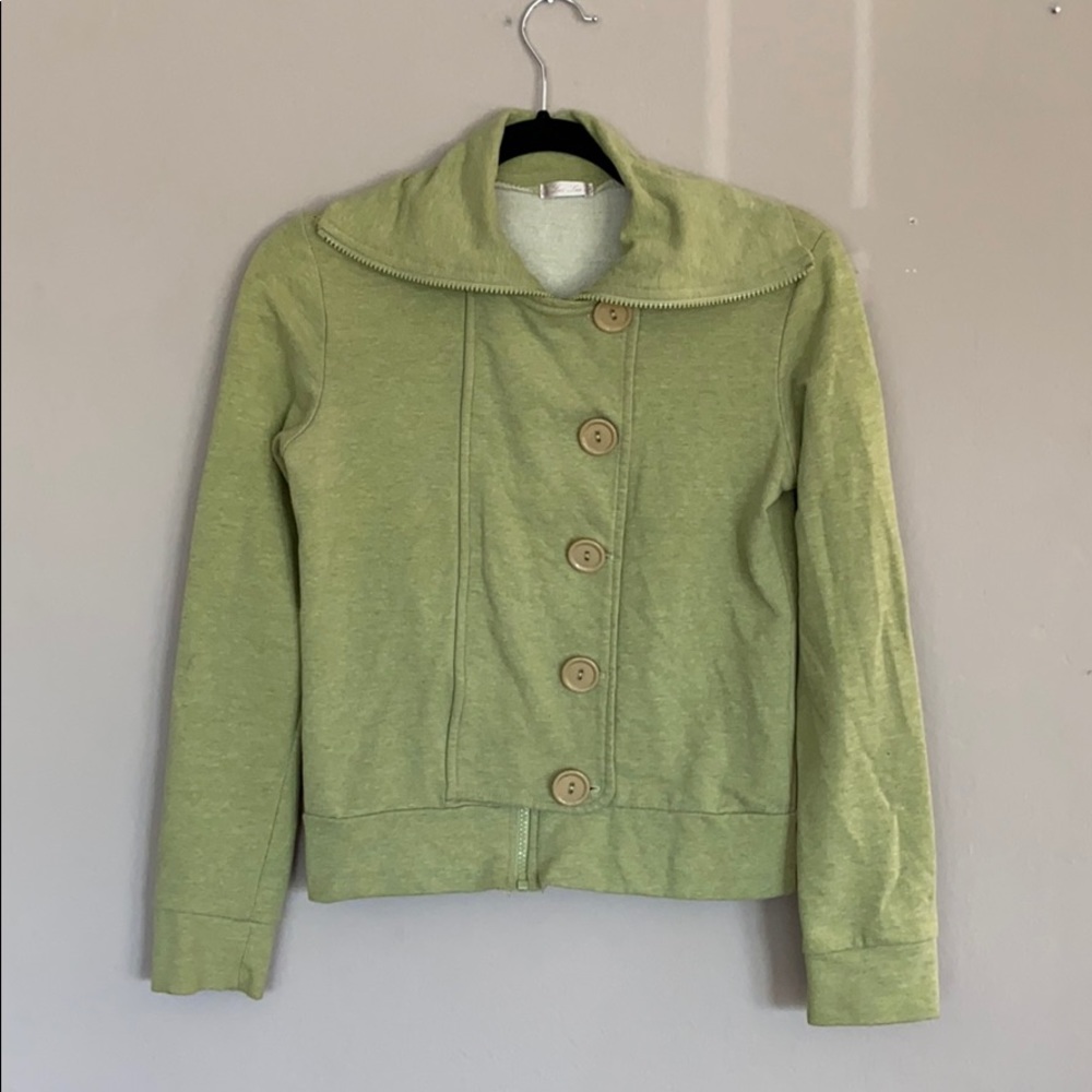Zip And Button Up Green Top - image 1